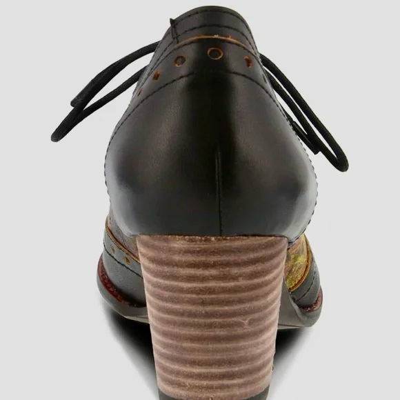 L’Artiste  / Spring Step  Heels - Black and Multicolor retro shoes , Oxford’s - Picture 3 of 10